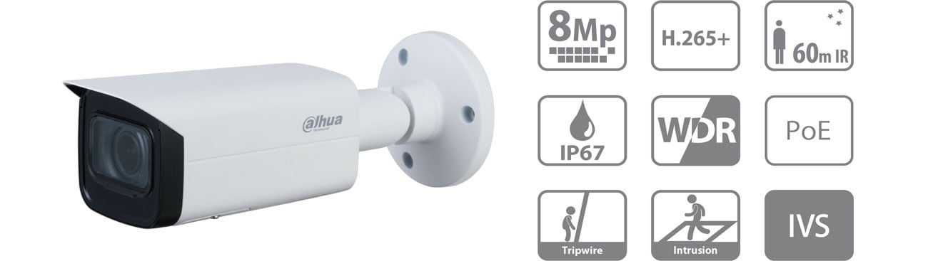 Dahua IPC HFW3841T ZAS 27135 8MP 2 7 13 5mm IR60 IP67 Kamery IP