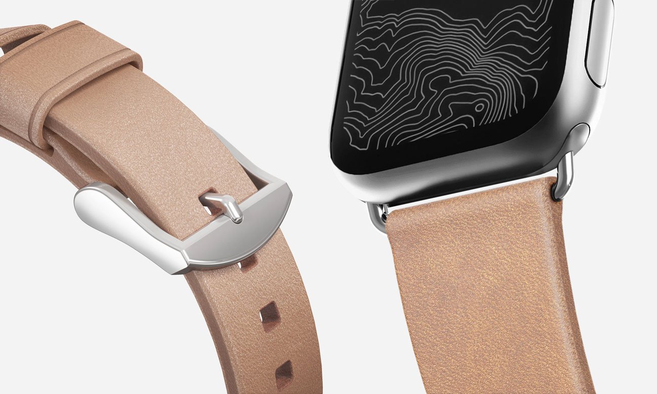 Nomad Pasek Skórzany do Apple Watch sebrny Paski do smartwatchy