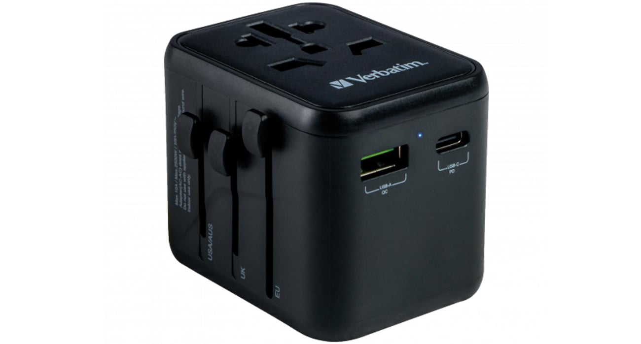 Verbatim Uniwersalny adapter podróżny UTA 02 USB C PD 20W USB A QC