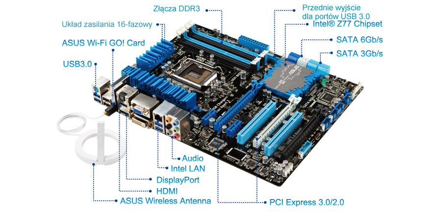 PCパーツ ASUS - Core i5 3570k + P8Z77-V ASUS P8Z77-V DELUXE (Z77 3xPCI-E DDR3) - Sklep komputerowy