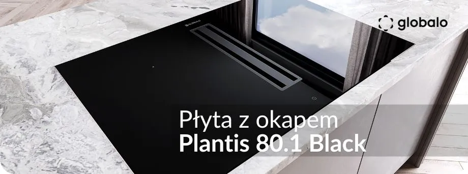 Czarna płyta indukcyjna GLOBALO Plantis 80.1 Black na marmurowym blacie kuchennym