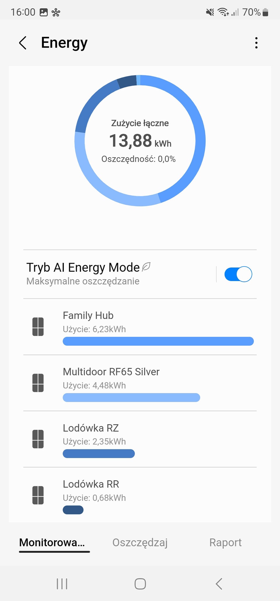Screen z aplikacji SmartThings