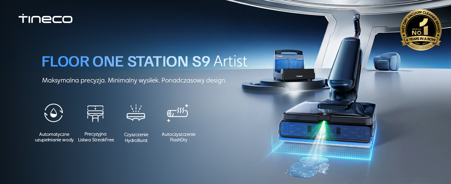 Tineco FLOOR ONE Station S9 Artist — odkurzacz myjący ze stacją auto-uzupełniania wody, inteligentna precyzja i artystyczny design