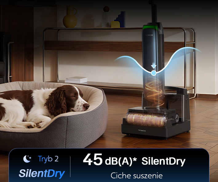 Tryb SilentDry w Tineco FLOOR ONE Station S9 Artist — ciche autoczyszczenie poniżej 45 dBA