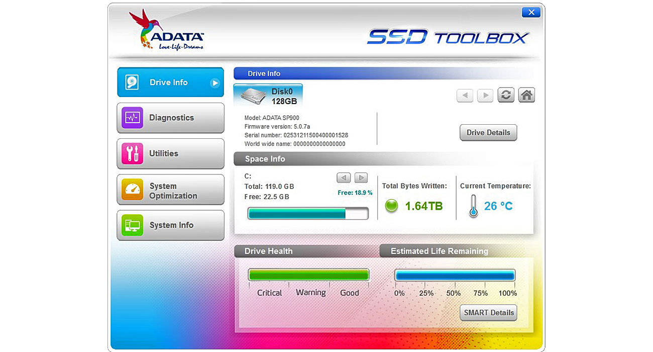 Dysk SSD ADATA Premier SP600 M.2 2242 A-DATA SSD Toolbox