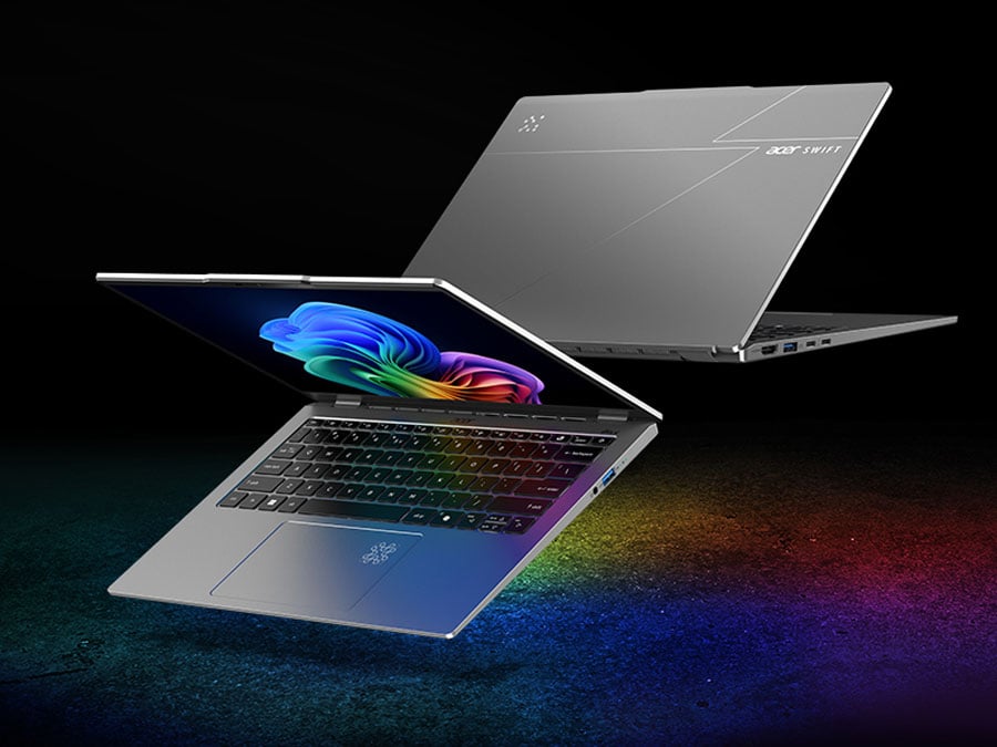 Acer Swift Go 14 AI ekran klawiatura oraz bok obudowy