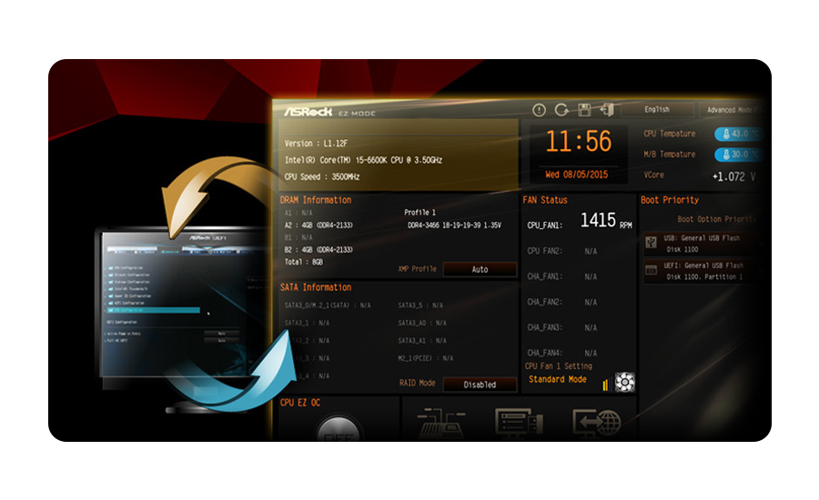Płyta główna ASRock FATAL1TY Z170 GAMING K4 - Bios UEFI
