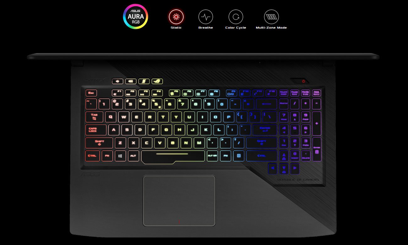 ASUS ROG Strix GL503VD oświetlenie Aura RGB
