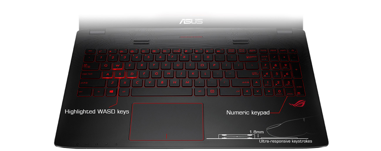 ASUS GL552VW-DM350T podświetlana klawiatura