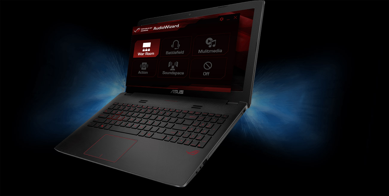 ASUS GL552VW-DM350T podświetlone klawisze SonicMaster, AudioWizard