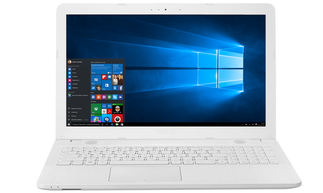 Biały ASUS R541UA ergonomiczna klawiatura, Smart Gesture