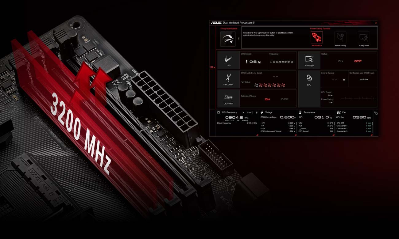 ASUS STRIX B350-F GAMING Trzecia generacja topologi Asus -T