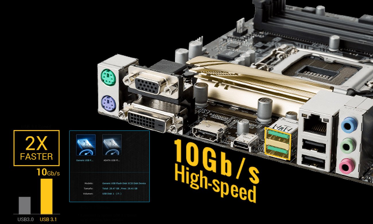 ASUS Z170-K Interfejs USB 3.1
