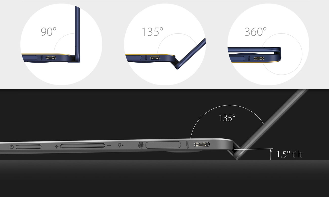 ASUS ZenBook Flip UX370UA Unikalny zawias ErgoLift 360 stopni