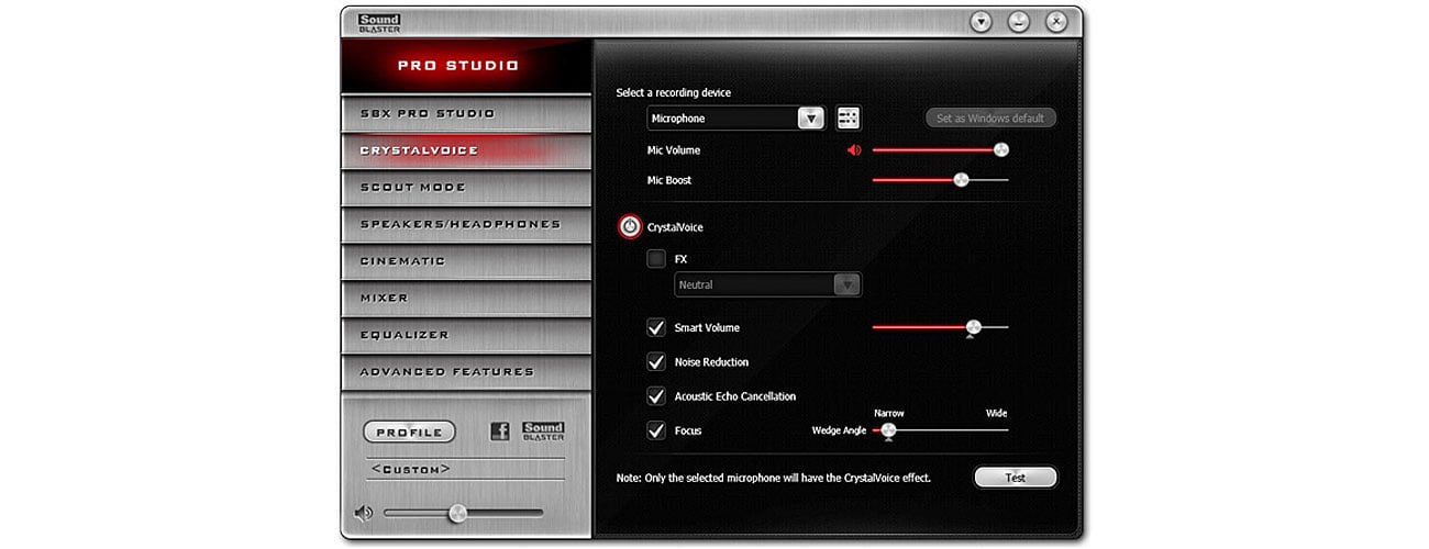 Creative Sound Blaster ZX Sound Blaster Control Panel