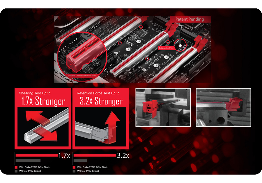 Ultra Durable ™ PCIe Metal Shielding