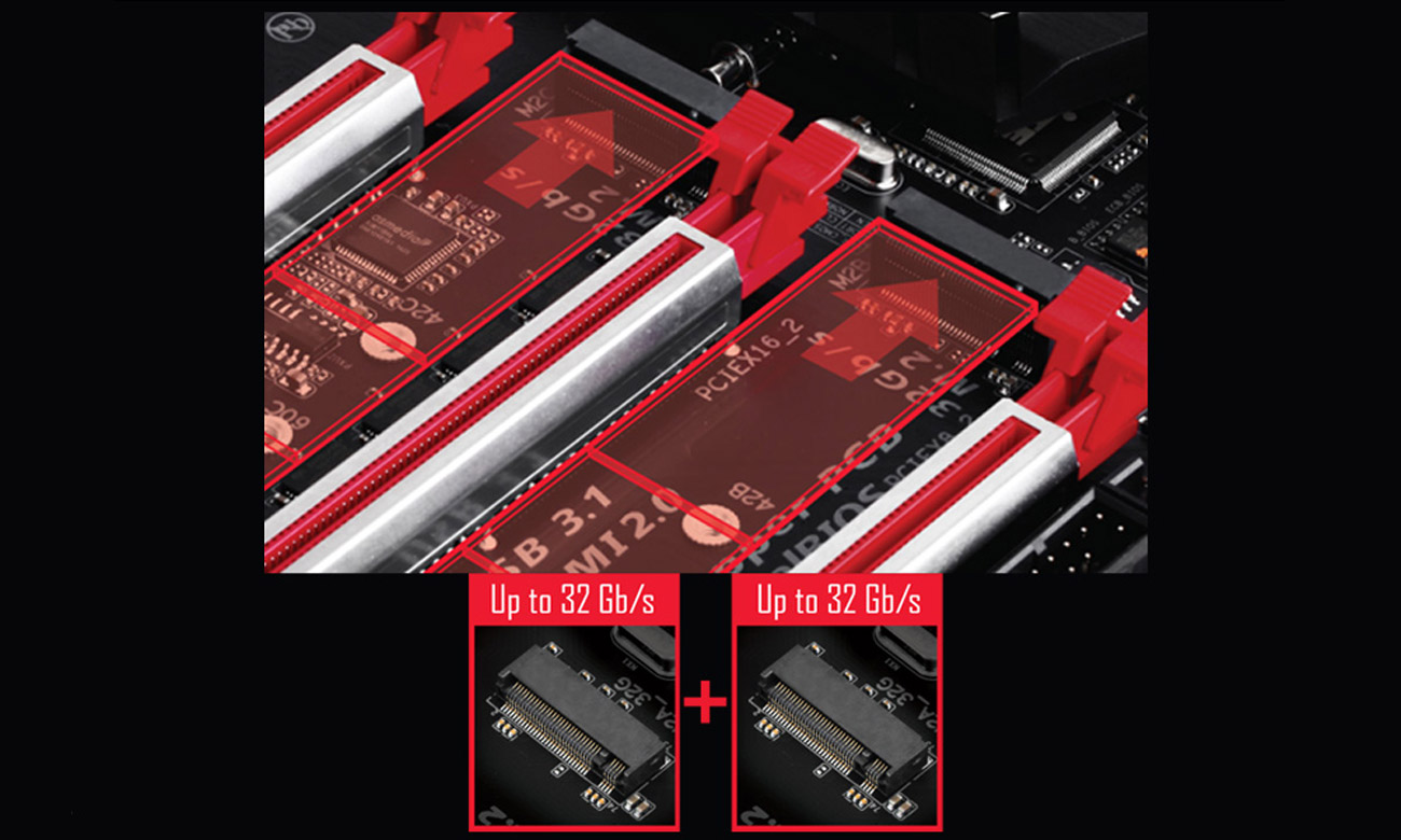 Gigabyte GA-Z170X-GAMING G1 Podwójne złącze PCIe Gen3 x4 M.2