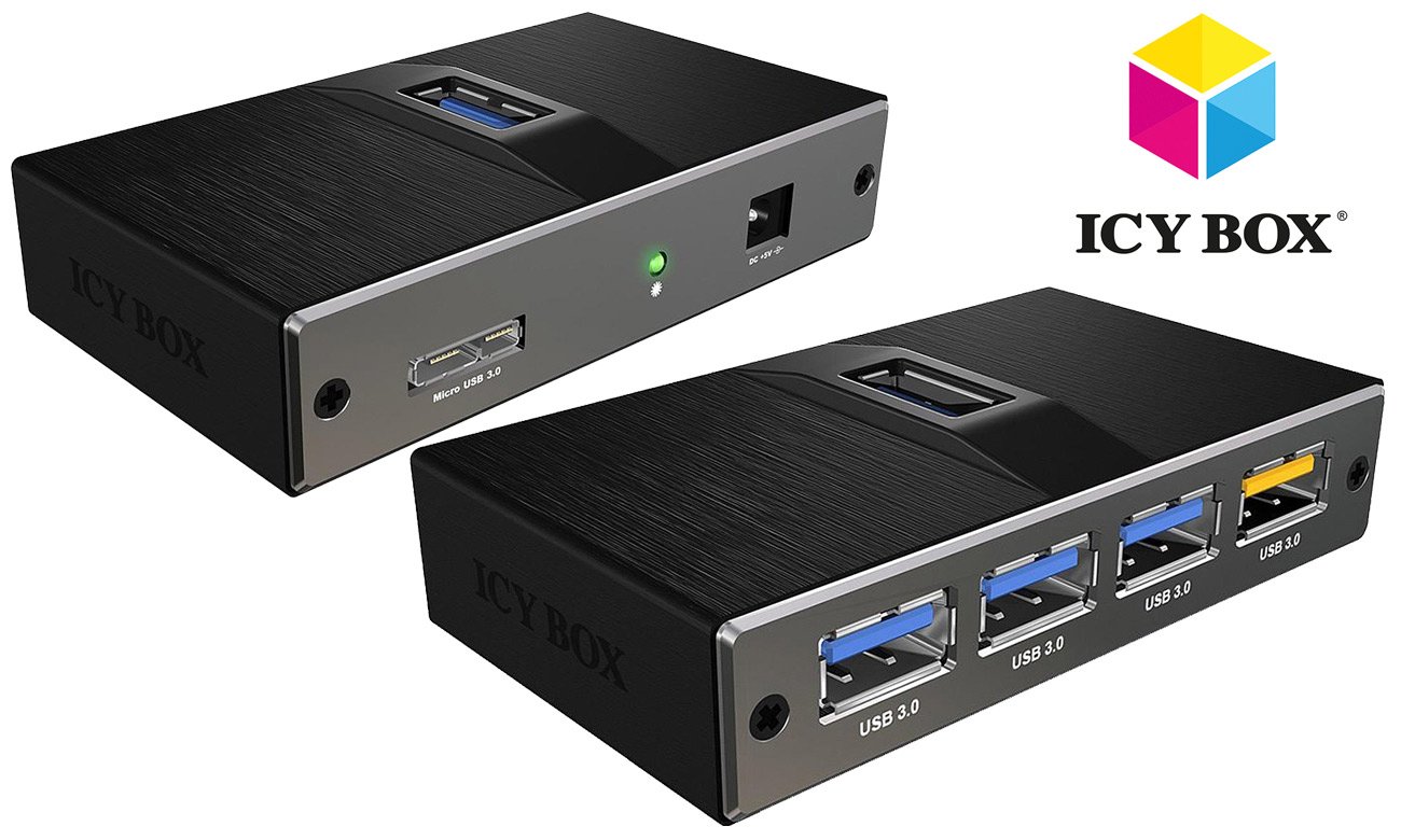 ICY BOX Hub USB 3.0 (4 porty) 1x port ładujący + zasilacz - Huby USB - Sklep komputerowy x-kom.pl