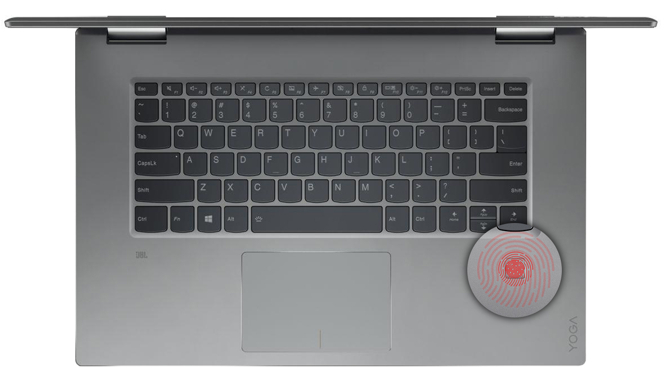 Lenovo YOGA 720 Czytnik linii papilarnych i Windows Hello