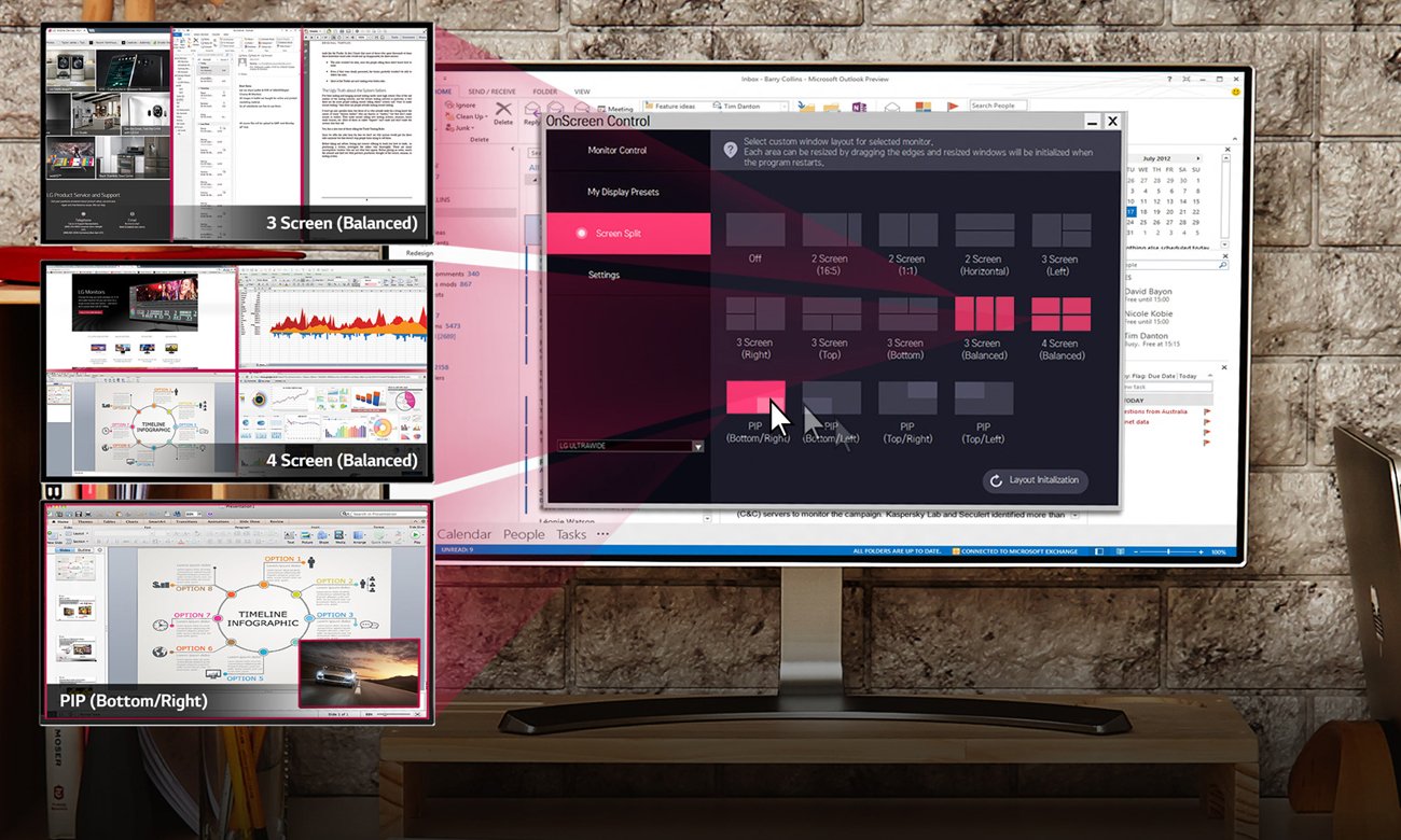 LG 24MP88HV-S Funkcja dzielenia ekranu