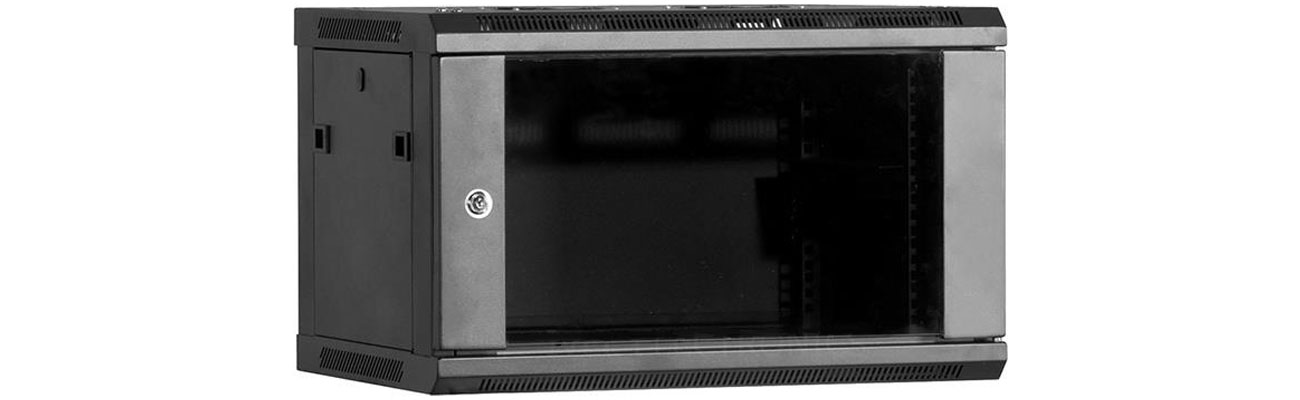 Szafa RACK Linkbasic Wisząca 6U 600x450mm drzwi szklane czarna