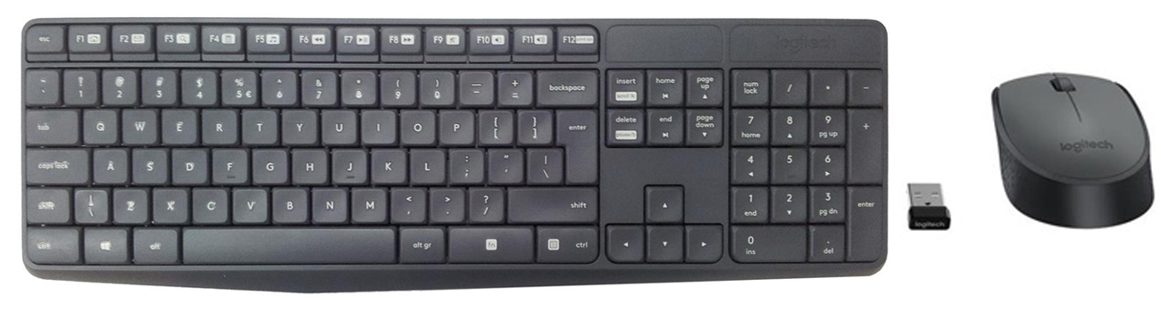 Zestaw klawiatura i mysz Logitech MK235 Znajomy układ klawiszy