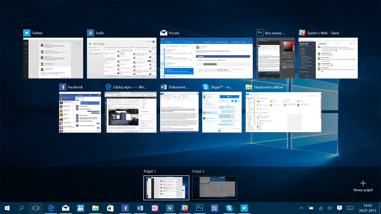 Windows 10 Wielozadaniowość