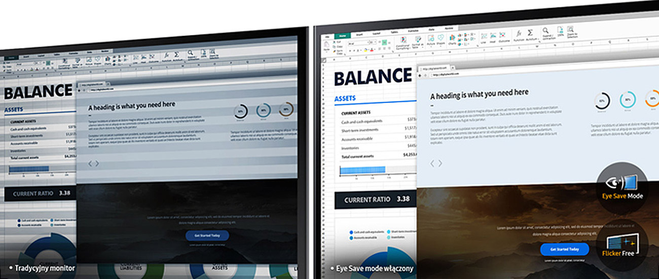 Samsung S22F350FHUX Nowoczesne technologie dla ochrony oczu