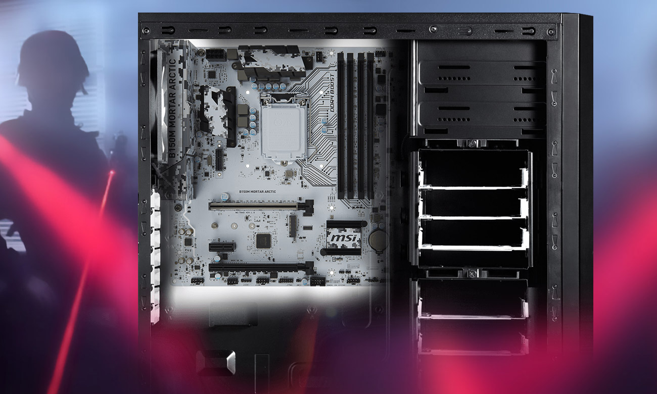 MSI B150M MORTAR ARCTIC Gamingowe efekty świetlne LED