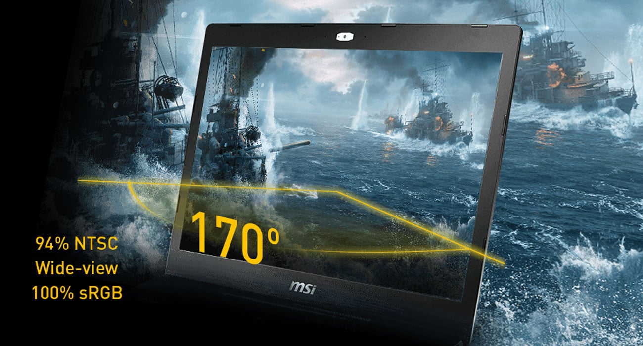 MSI GL62 7RD Szerokokątny panel z 94% NTSC