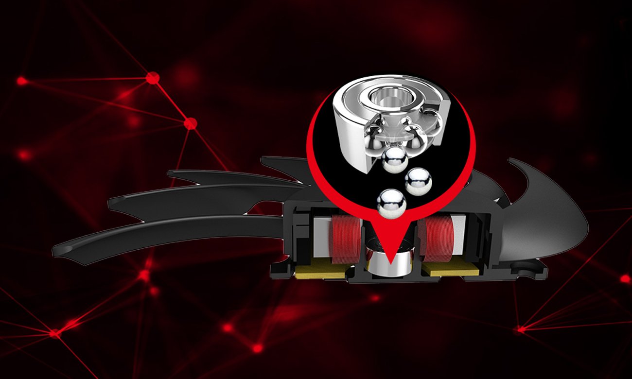 MSI GeForce GTX 1080 GAMING X+ 8GB Dwurzędowe łożyska kulkowe