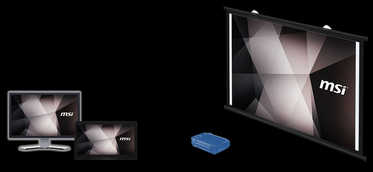 MSI PRO 16 Flex Wyświetlanie na dwóch ekranach, HDMI