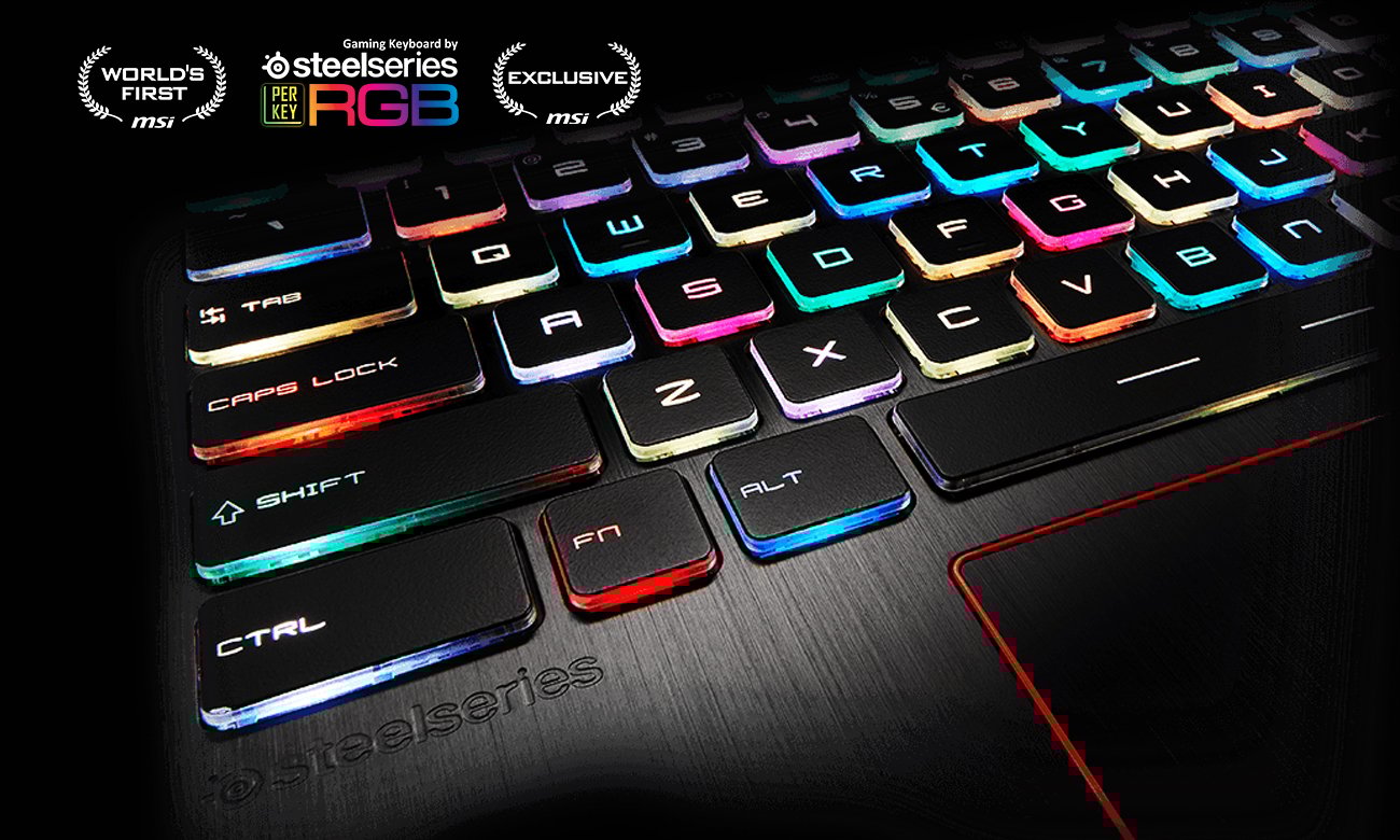 MSi GE63VR Raider klawiatura SteelSeries z osobno podświetlanymi klawiszami