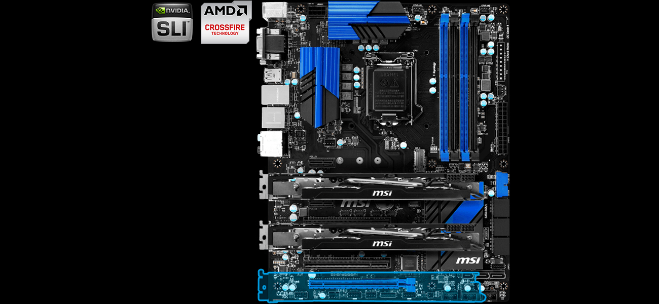 MSI Z97S SLI PLUS Wsparcie Nvidia SLI i AMD CrossFire