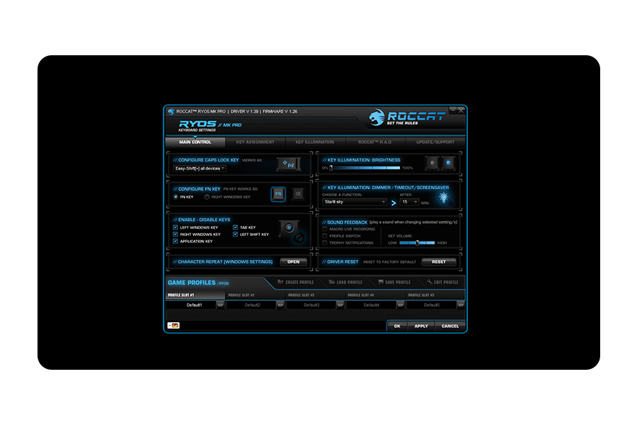 Klawiatura mechaniczna dla graczy ROCCAT® Ryos MK Pro - oprogramowanie
