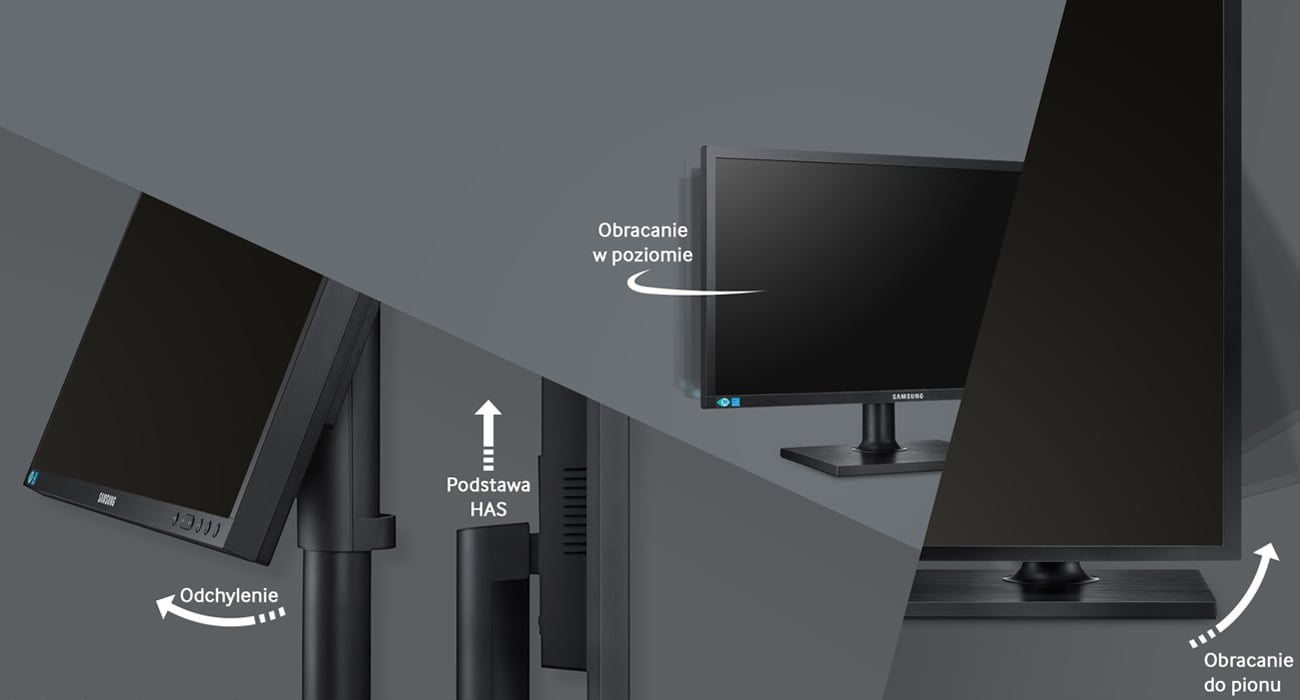 Samsung S24E650PL Regulacja na wielu płaszczyznach