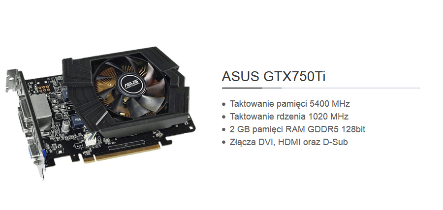 Desktop X-KOM Tesla - karta graficzna ASUS GTX750Ti