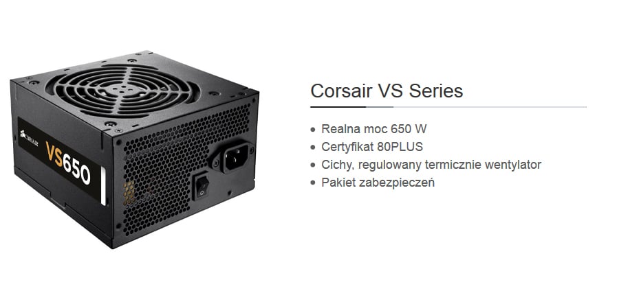 Komputer Tesla GS-500 - zasilacz Corsair 650W