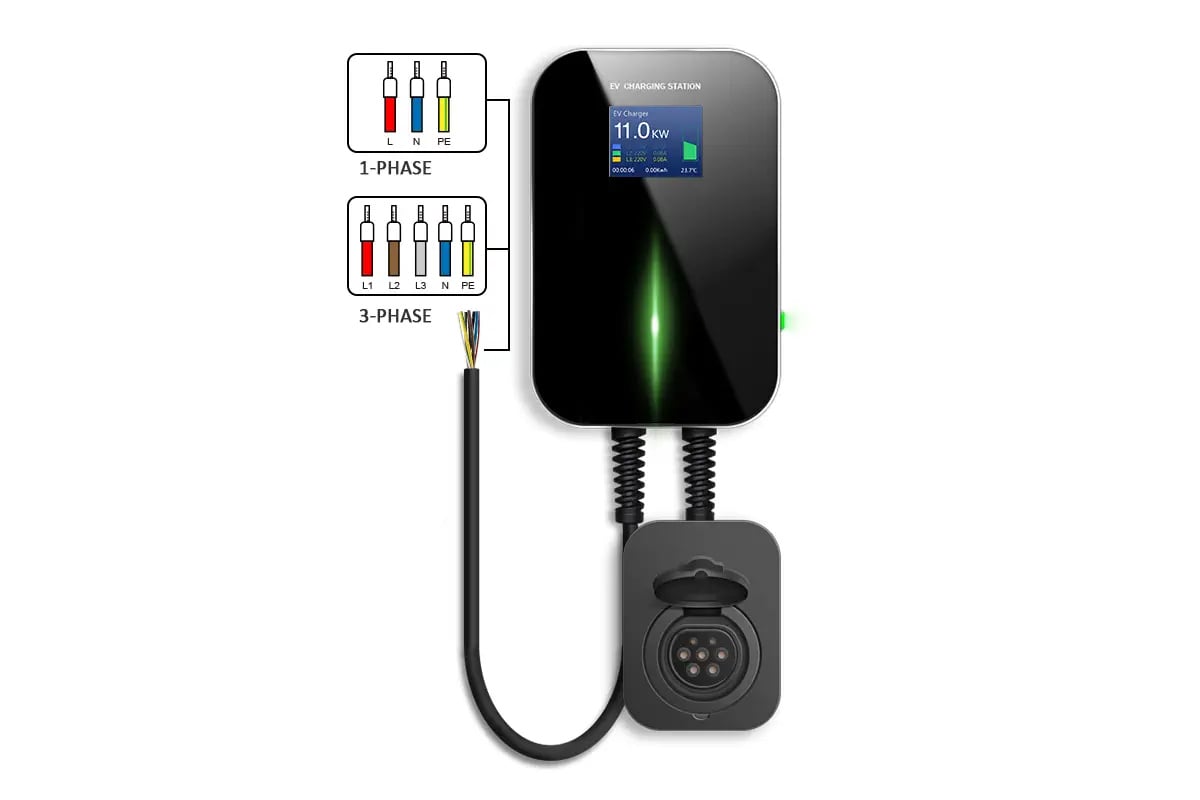 Extralink BS20-BA-22kW-APP Typ A 32A 22kW | Ładowarka do samochodu elektrycznego | 3 fazy, ekran LCD, aplikacja, 6,1m