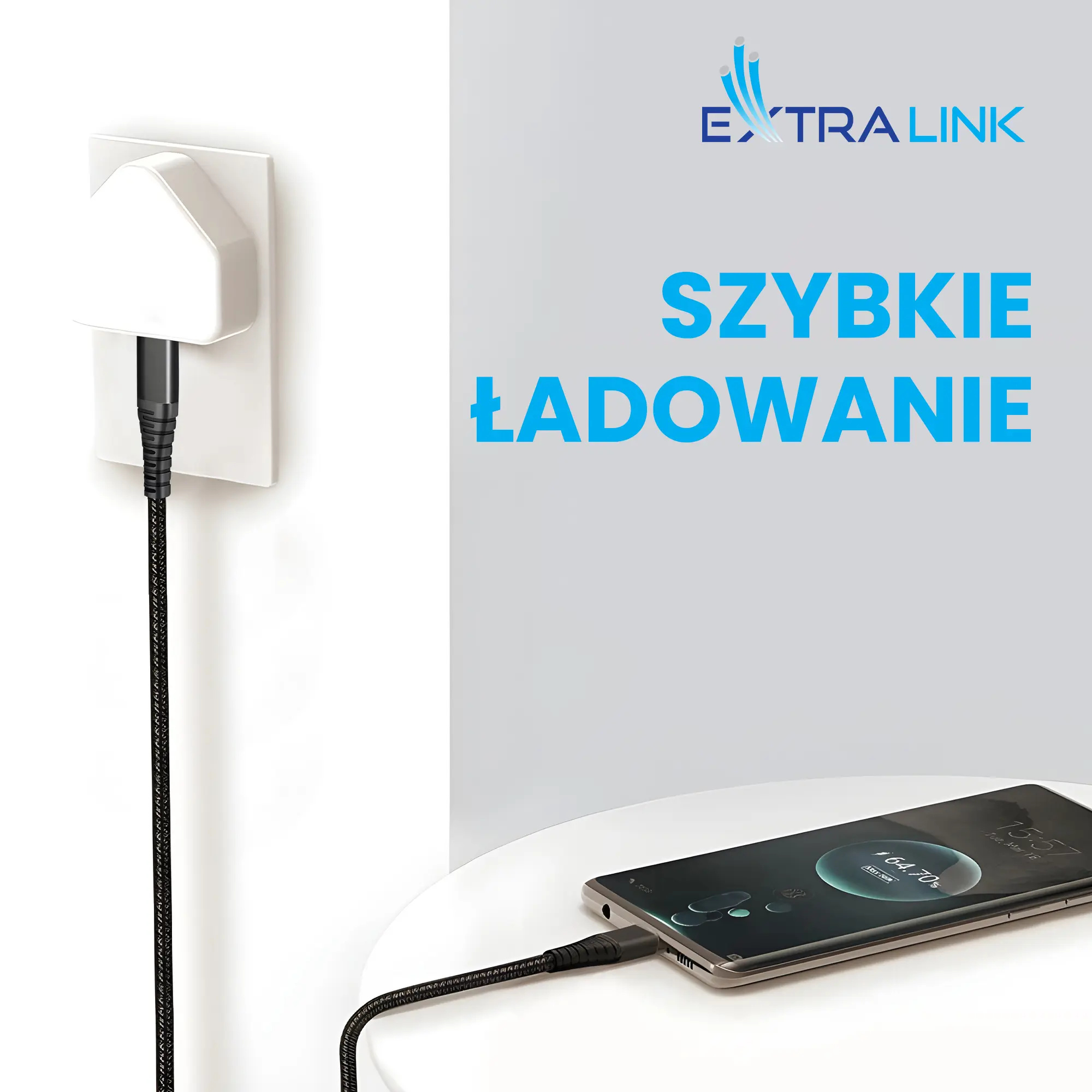 Extralink Smart Life USB Type-C to Lightning Cable Braided Czarny | Kabel USB-C - Lightning | 27W, 200cm