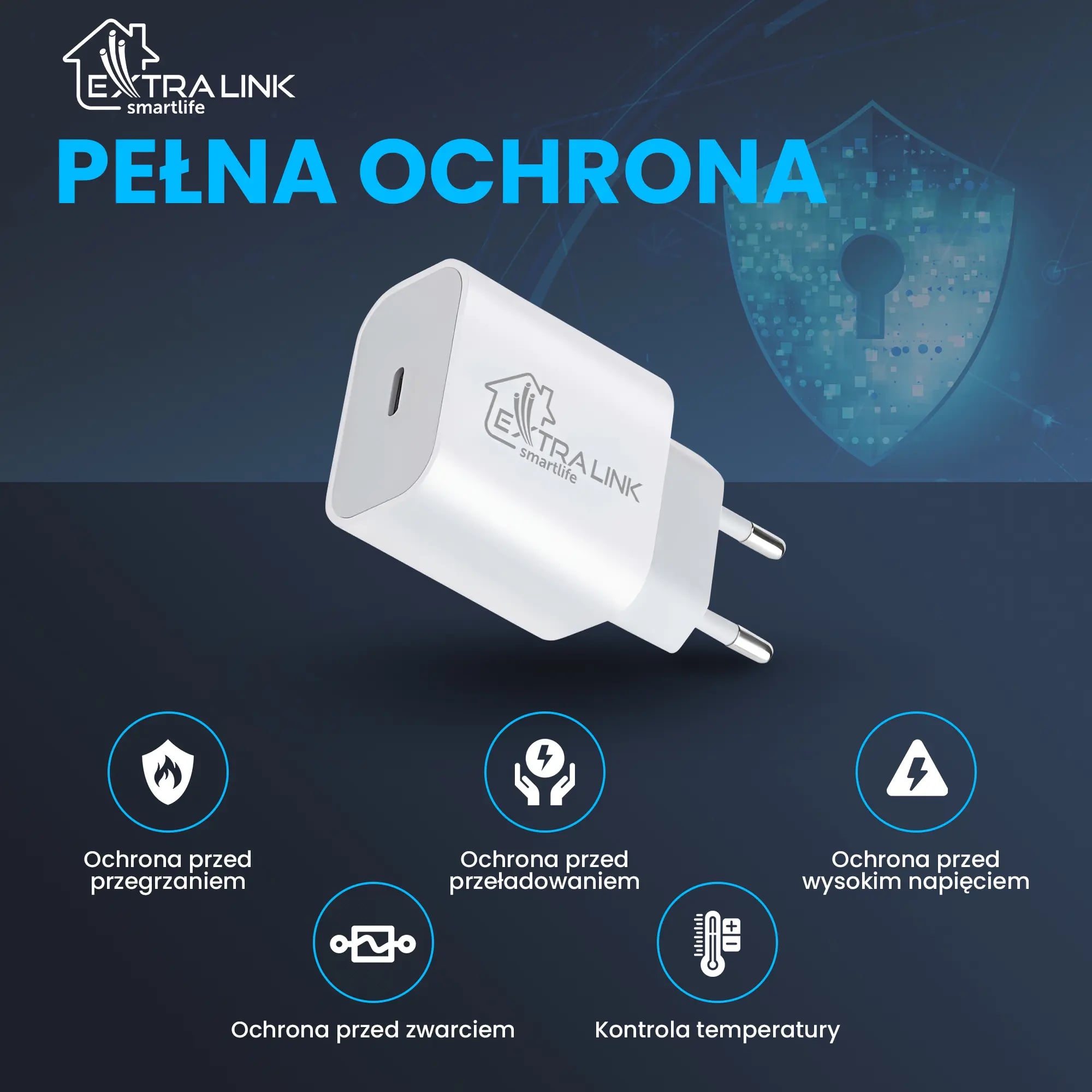 Extralink Smart Life Fast Charger 20W | Ładowarka | USB-C