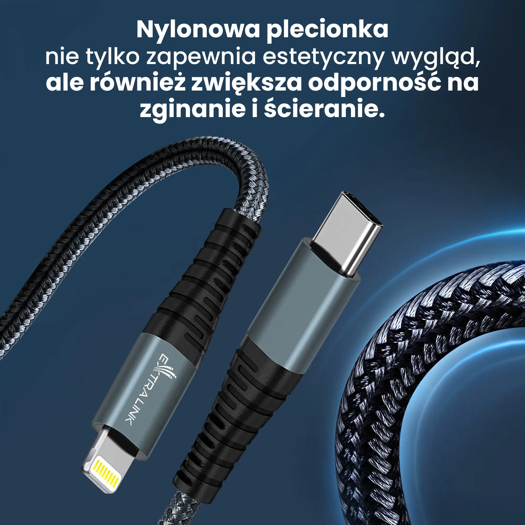 Extralink Smart Life USB Type-C to Lightning Czarny | Kabel USB-C - Lightning | 100cm