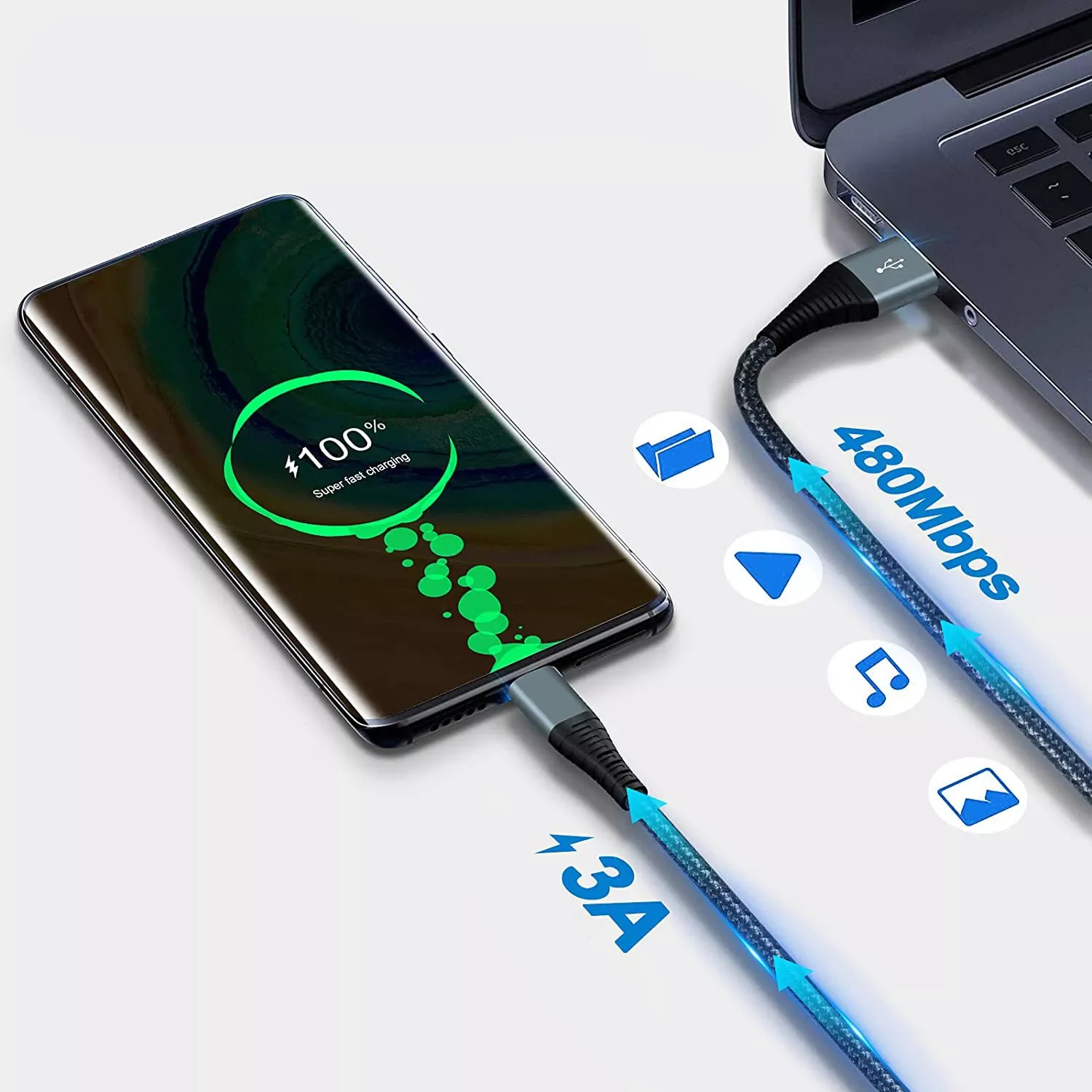 Extralink Smart Life USB Type-A to Type-C Czarny | Kabel USB-A - USB-C | 120cm