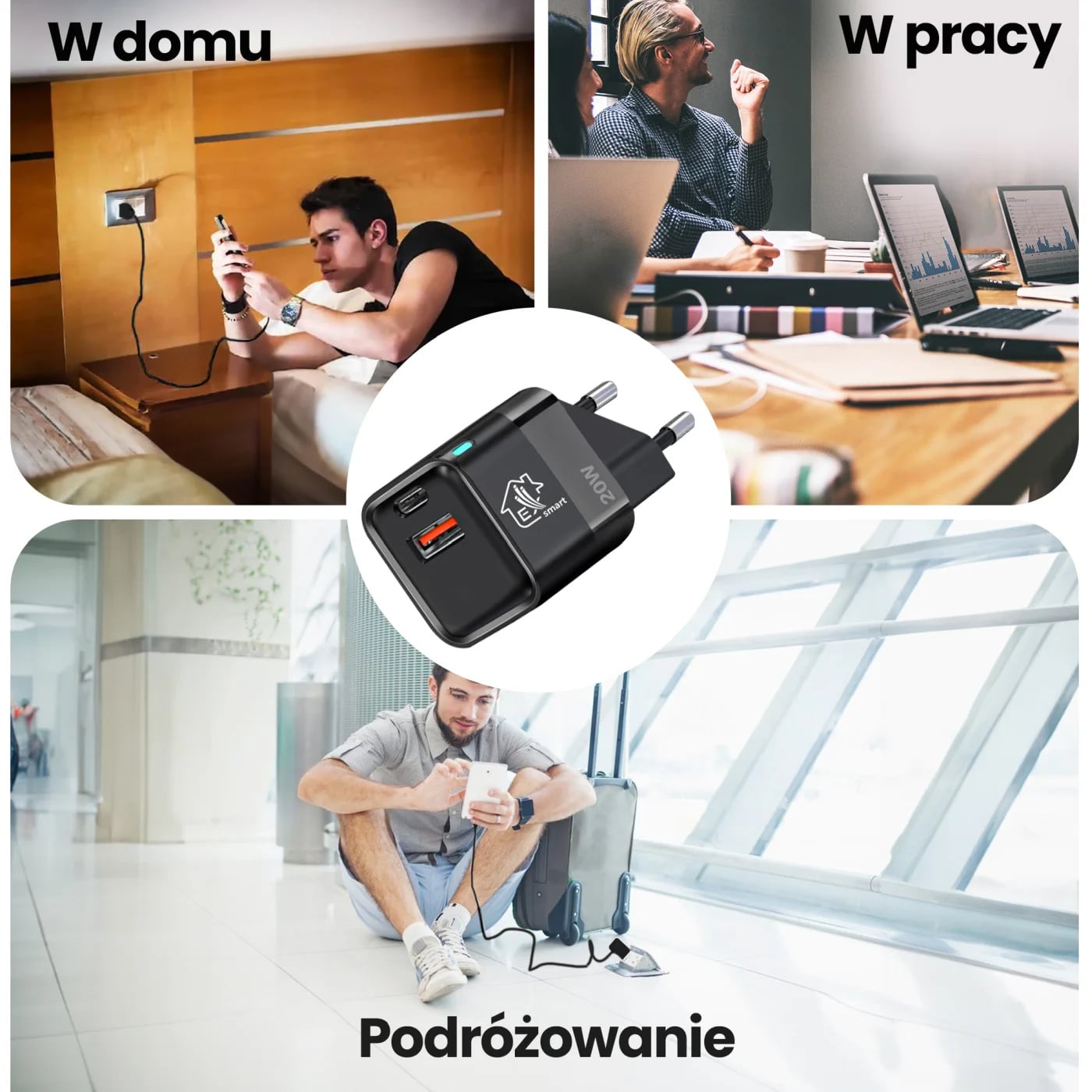 Extralink Smart Life Charger 20W | Ładowarka | USB-C, USB-A