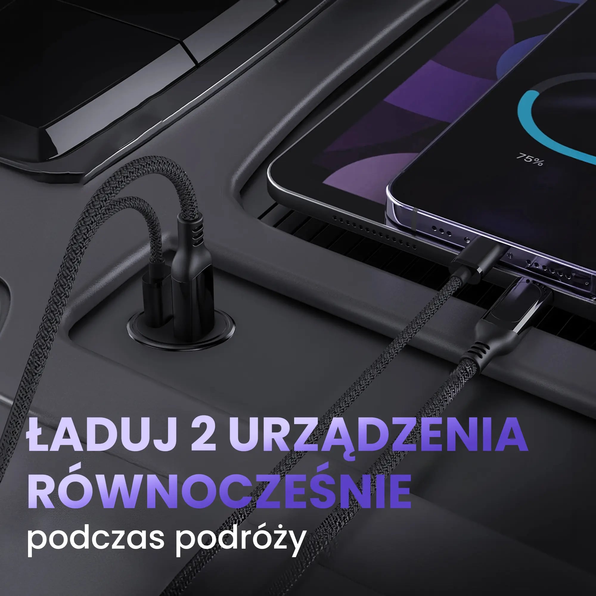 Extralink Smart Life | Ładowarka do samochodu | 38W, 1x USB-C, 1x USB-A Czarna