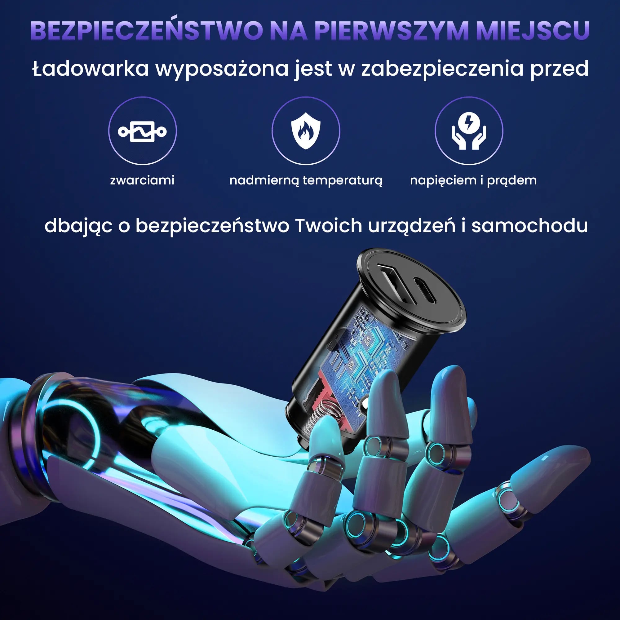 Extralink Smart Life | Ładowarka do samochodu | 38W, 1x USB-C, 1x USB-A Czarna