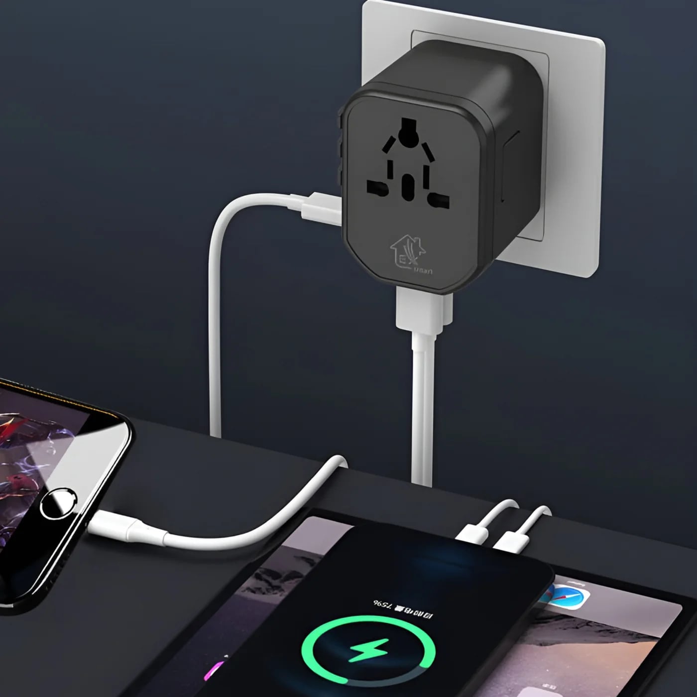 Extralink Smart Life Adapter dla podróżnych EU/UK/USA/AU/CH + USB-C, USB-A