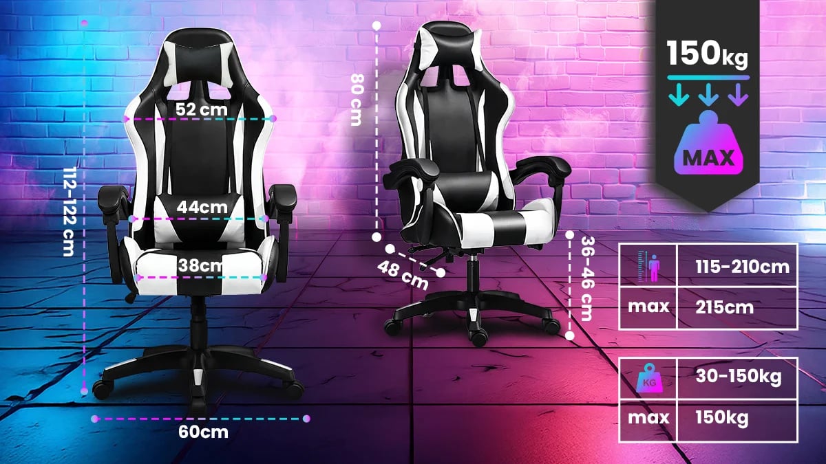 Extralink Gaming | Fotel gamingowy | biurowy, obrotowy, kubełkowy, czarno-biały, G-526