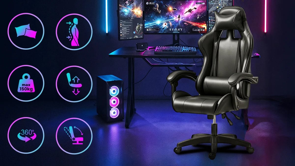 Extralink Gaming | Fotel gamingowy | biurowy, obrotowy, kubełkowy, czarny, G-524