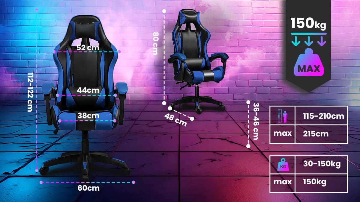 Extralink Gaming | Fotel gamingowy | biurowy, obrotowy, kubełkowy, czarno-niebieski, G-523